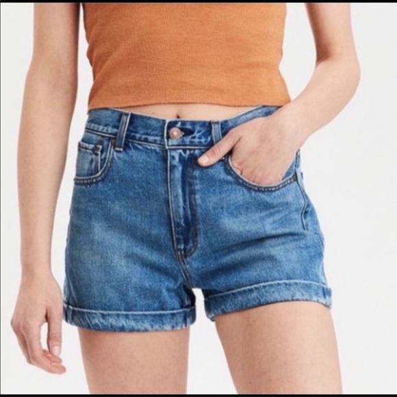 ae denim mom shorts